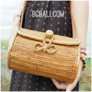 cylinder bag ata grass handwoven balinese handmade design